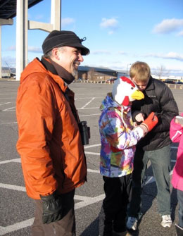 People standing in parking lot